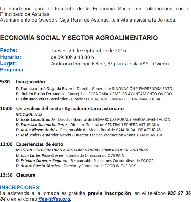 JORNADA «ECONOMIA SOCIAL Y SECTOR AGROALIMENTARIO»