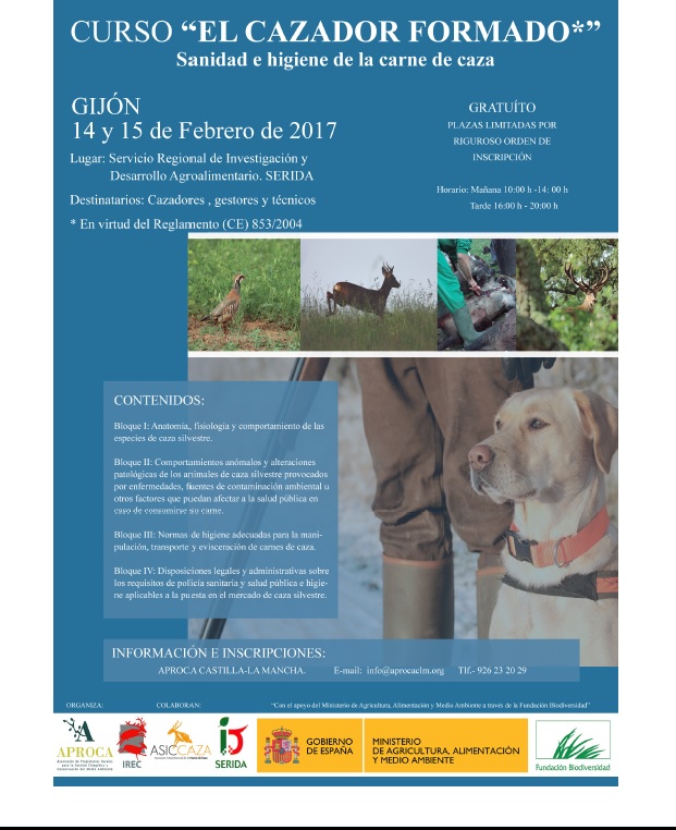 EL SERVICIO REGIONAL DE INVESTIGACIÓN Y DESARROLLO AGROALIMENTARIO ACOGE EL CURSO “EL CAZADOR FORMADO” Sanidad e higiene de la carne de caza